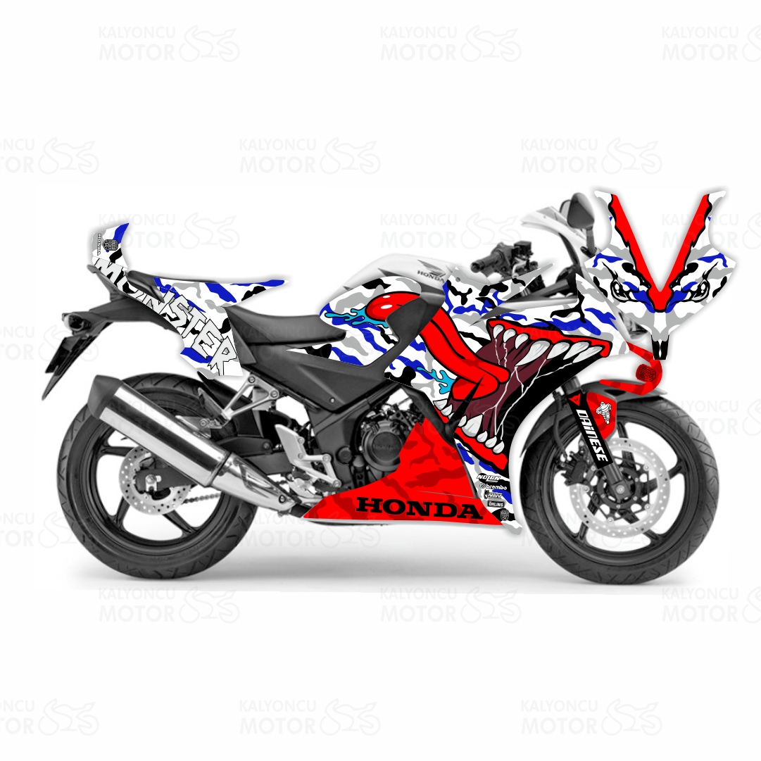Honda CBR 250 R Asphalt Monster Sticker Set Beyaz 2014-2016