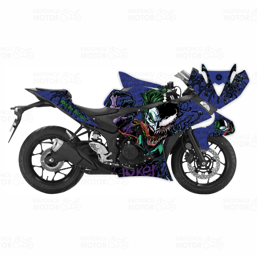 Yamaha YZF R 25 Joker&Venom Design Sticker Set Lacivert
