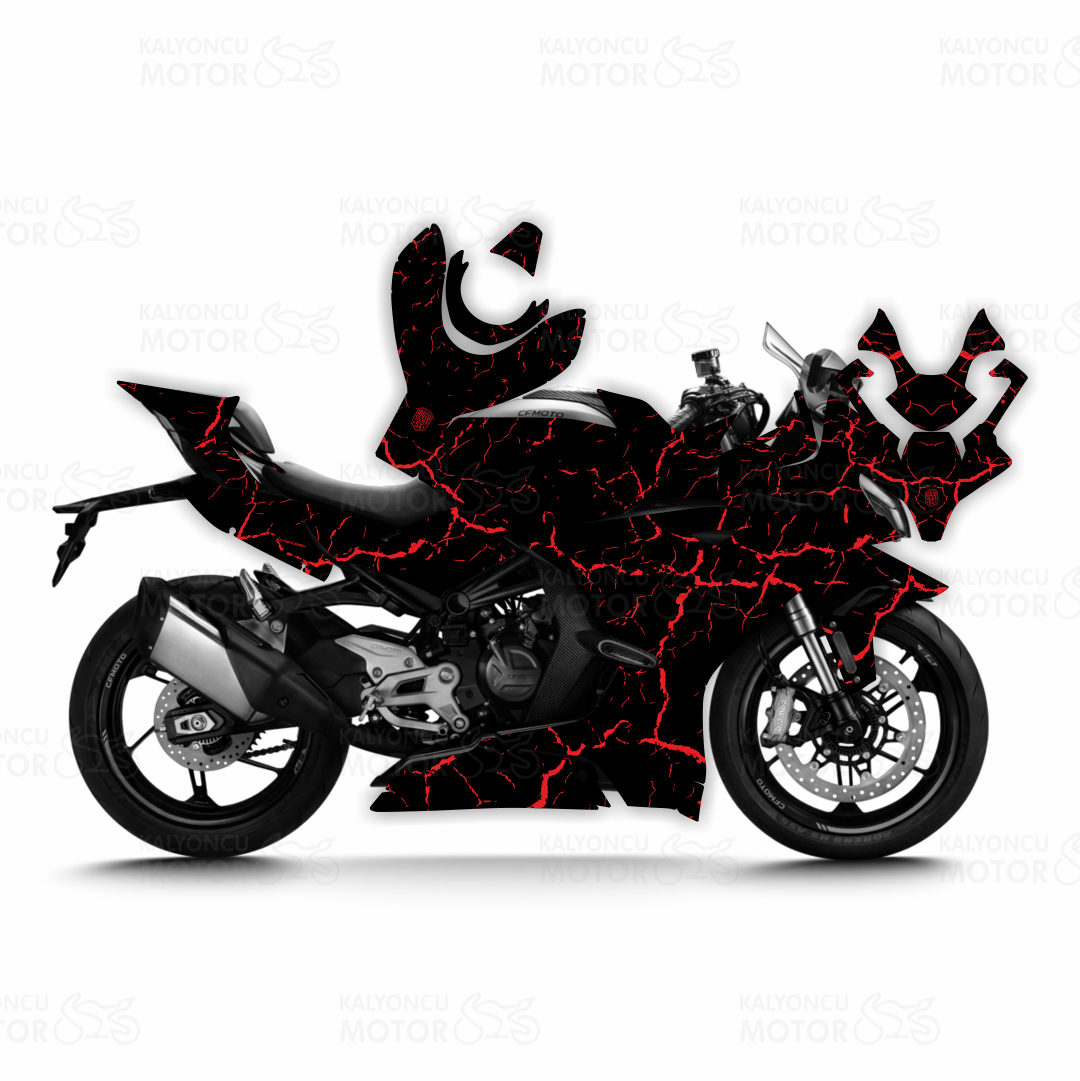 CF Moto 450 SR Cracked Texture Design Motor Kaplama