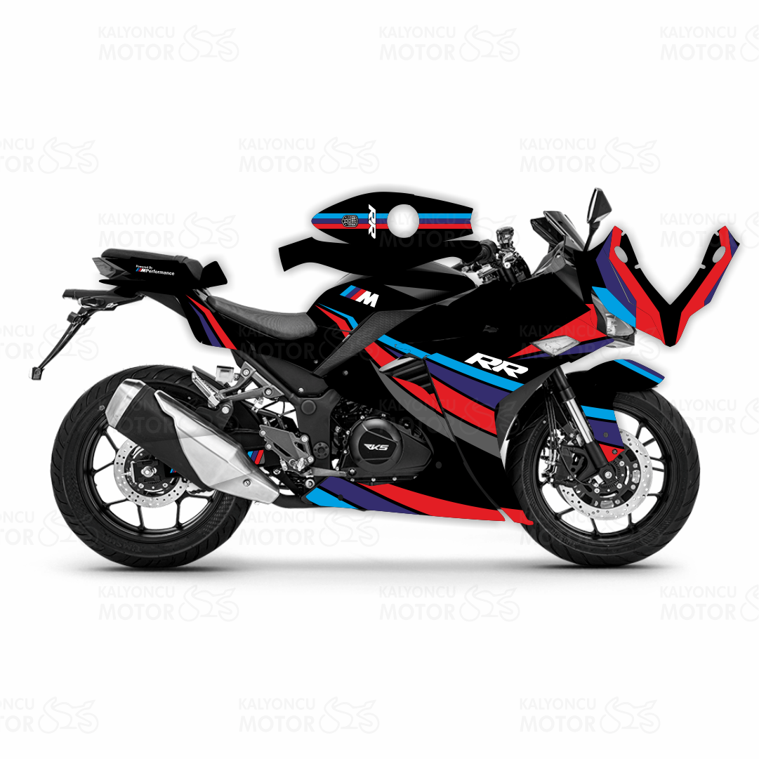 RKS R250 M Power Design Motosiklet Sticker Set Siyah