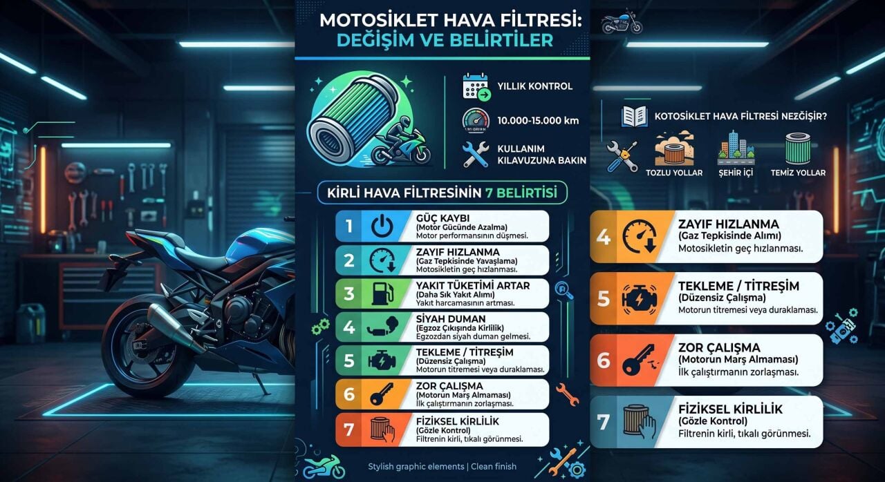 Motosiklet Hava Filtresi Ne Zaman Değişir? Kirli Filtrenin 7 Belirtisi