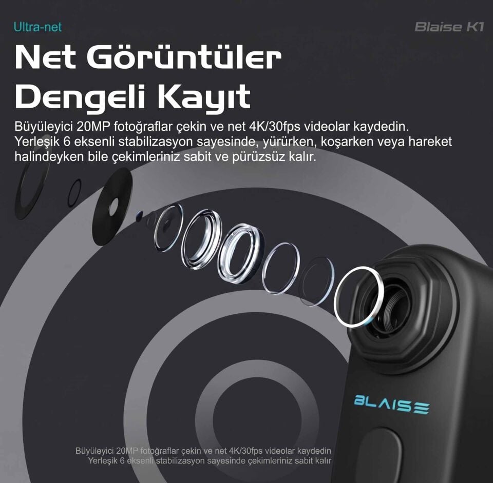 Blaise K1 Aksiyon Kamera + 32 GB SD Kart