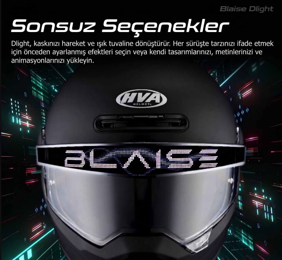 BLAISE DLight Akıllı Kask LED Ekranı Bluetooth RGB Display