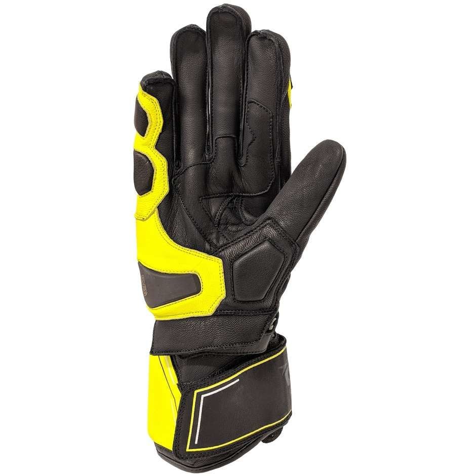 OJ Sleek Siyah-Sarı Korumalı Uzun Racing Deri Eldiven 2XL