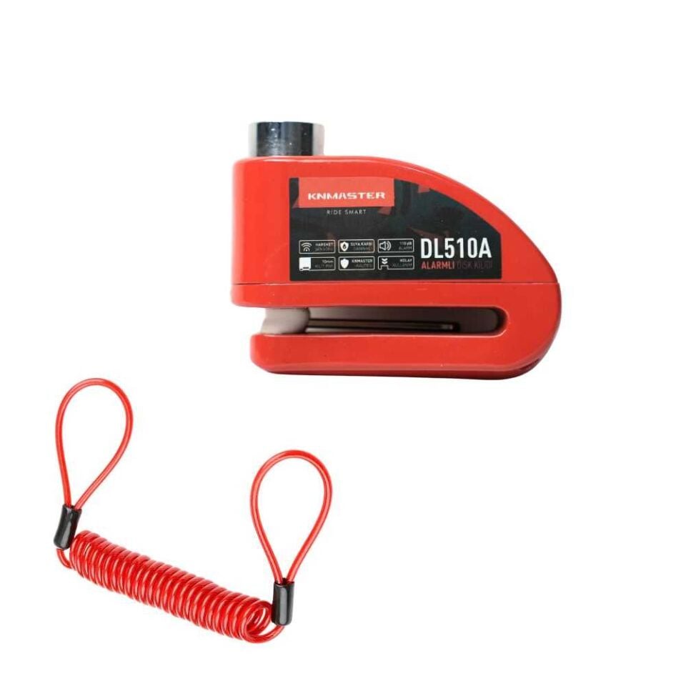KN Master DL510A 10 mm. Alarmlı Disk Kilidi + Hatırlatma Kablosu
