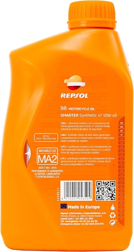 Repsol Smarter Synthetic 4T 10W-40 1 lt. Motosiklet Yağı