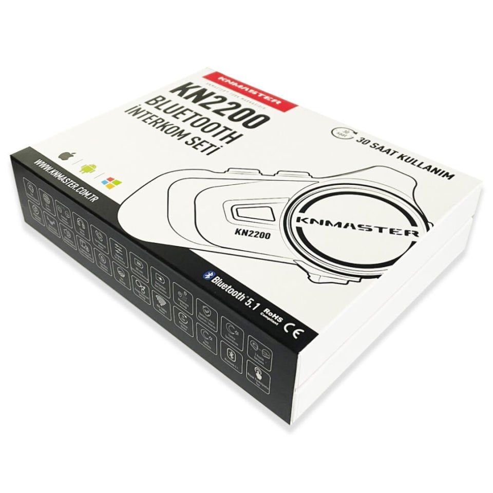 KNMaster KN2200 Bluetooth İnterkom Siyah