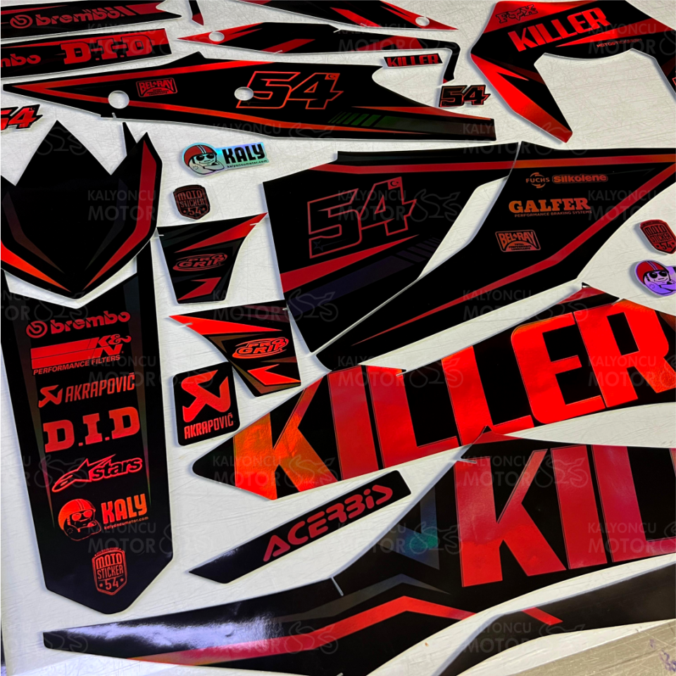 Kuba Race 125 Killer Design Full Hologram Siyah-Kırmızı-Gri Kaplama