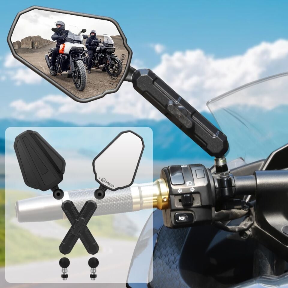 360° Ayarlanabilir Üniversal Motosiklet Aliminyum Katlanır Dikiz Aynası
