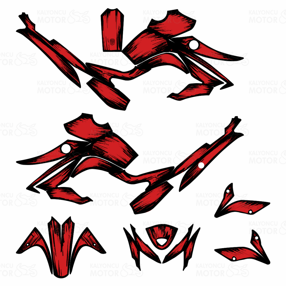 Mondial Drift 125 L Cartoon Design Sticker Set Kırmızı Siyah
