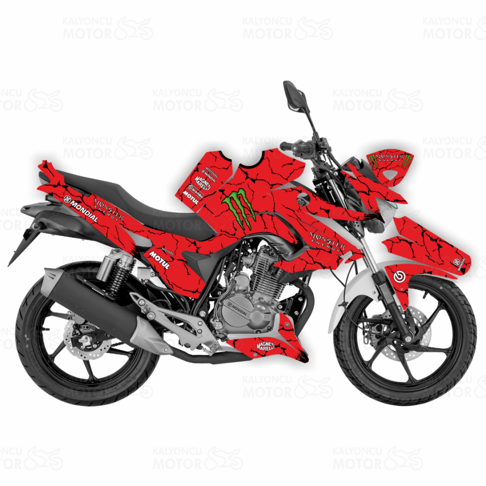 Mondial Drift 125 L No:1 Design Kırmızı Beyaz Sticker Kaplama
