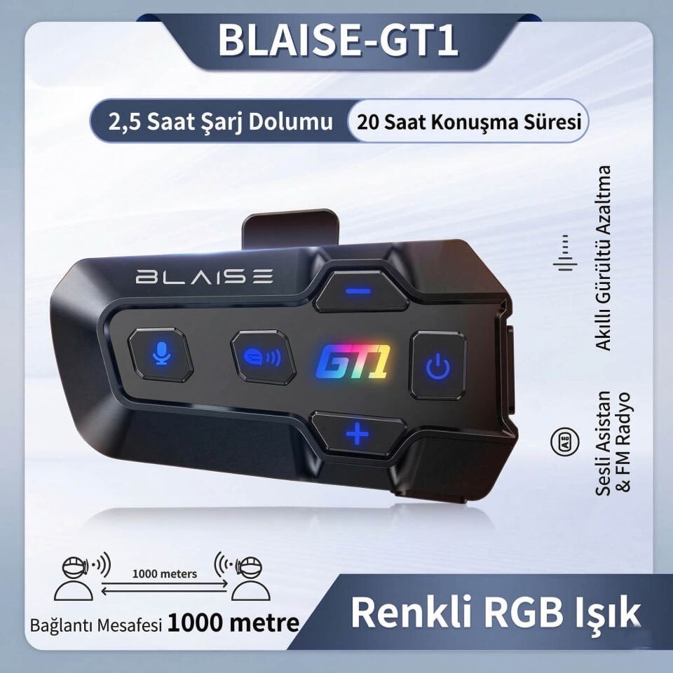 Blaise GT1 DUO Bluetooth İnterkom Siyah - İkili Set