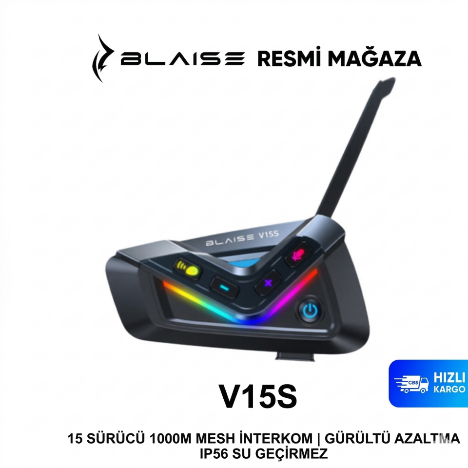 Blaise V15S Blueooth+Mesh Motosiklet İntercom Siyah