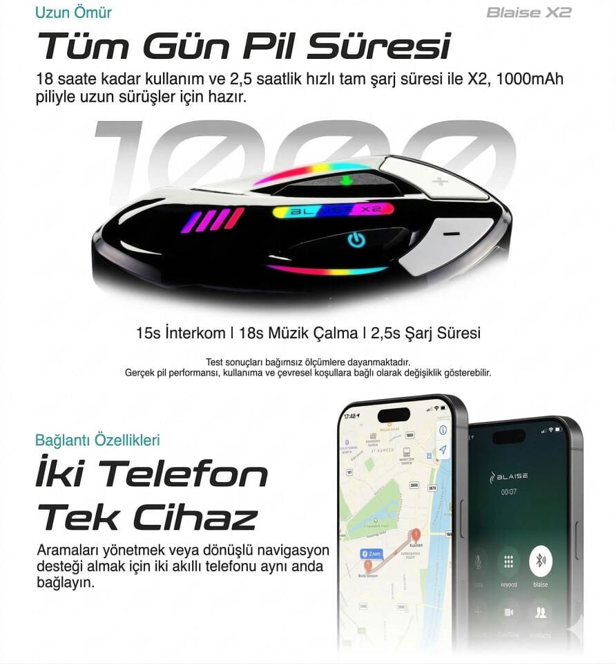 Blaise X2 Bluetooth İnterkom Siyah