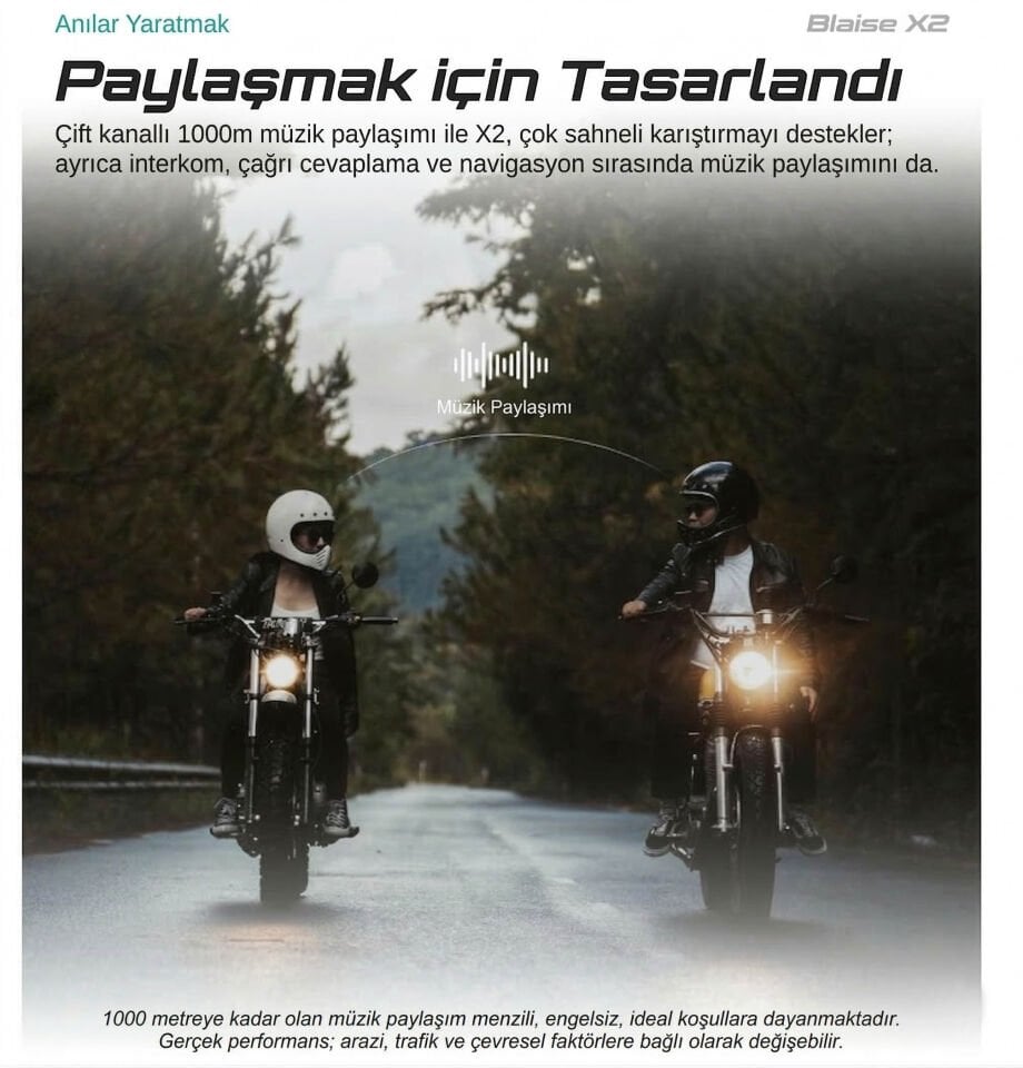 Blaise X2 Bluetooth İnterkom Siyah