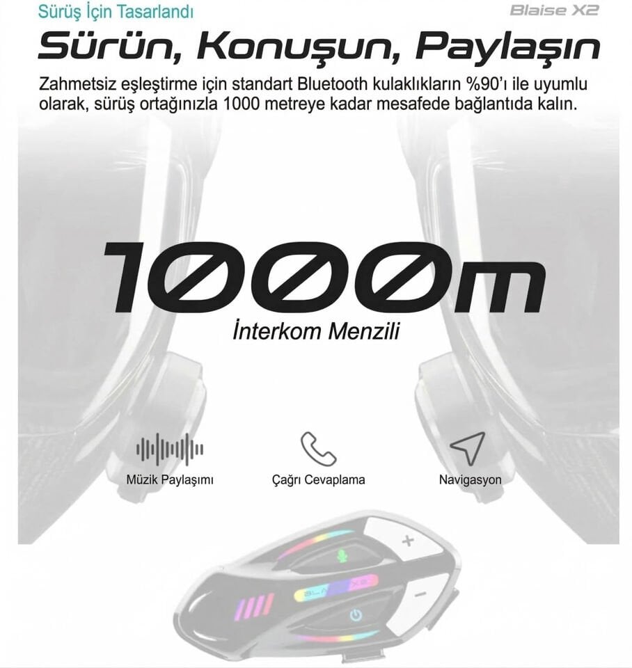 Blaise X2 Bluetooth İnterkom Siyah