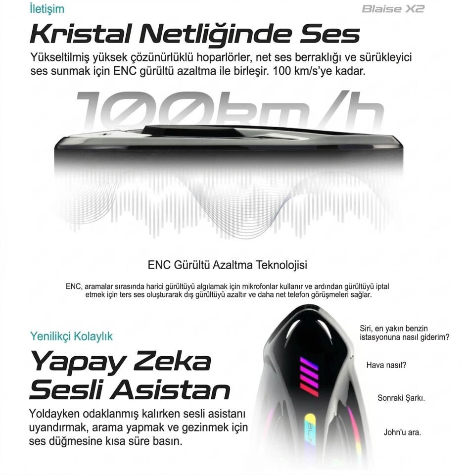 Blaise X2 Bluetooth İnterkom Siyah