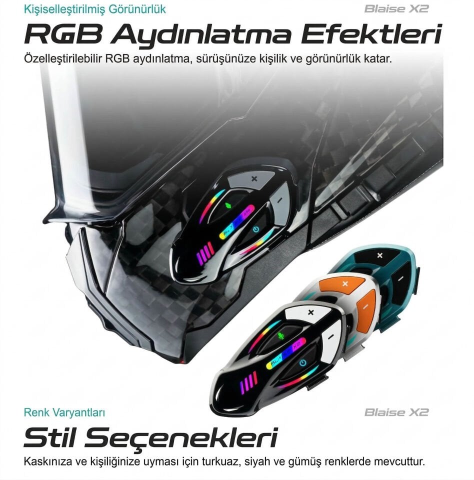 Blaise X2 Bluetooth Motosiklet İnterkom Mavi