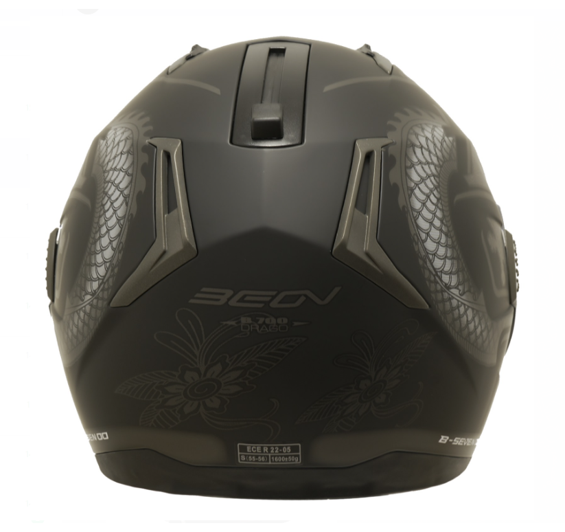 Beon Çene Açılır Vizörlü Ejderha Desen Motosiklet Kaskı - XL Beden