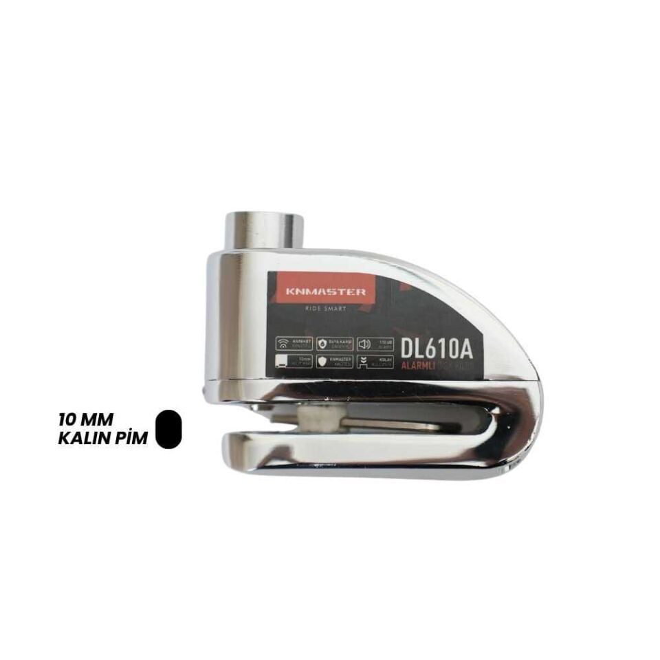 KNMaster DL610A Alarmlı Disk Kilidi (Hatırlatma Kablosu+Çanta) Silver