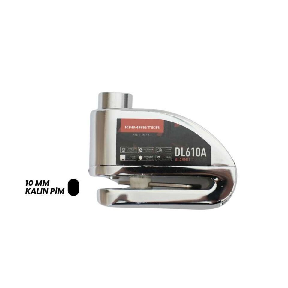 KNMaster DL610A Alarmlı Disk Kilidi (Hatırlatma Kablosu+Çanta) Silver