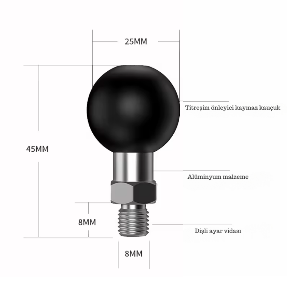 8 mm Vida Bağlantılı Motosiklet Telefon Tutucu ve Aksesuar Aparatı