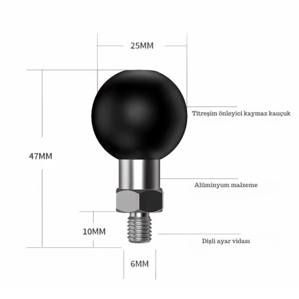 6 mm Vida Bağlantılı Motosiklet Telefon Tutucu ve Aksesuar Aparatı