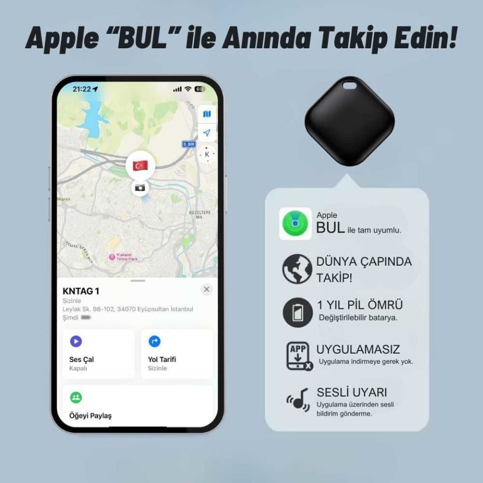 KNMaster KNTAG 1 Akıllı Takip Cihazı (Apple)