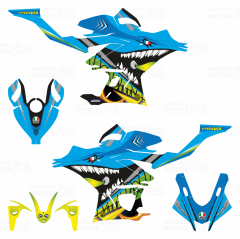Yamaha R25 2019 Rossi Shark Design Mavi Sticker Set