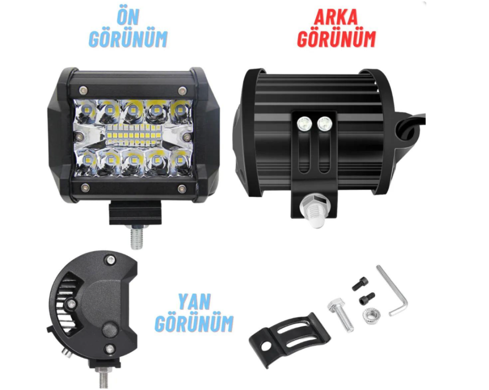 Motosiklet 20 Led Kare Sis Farı Tek Renk Delici