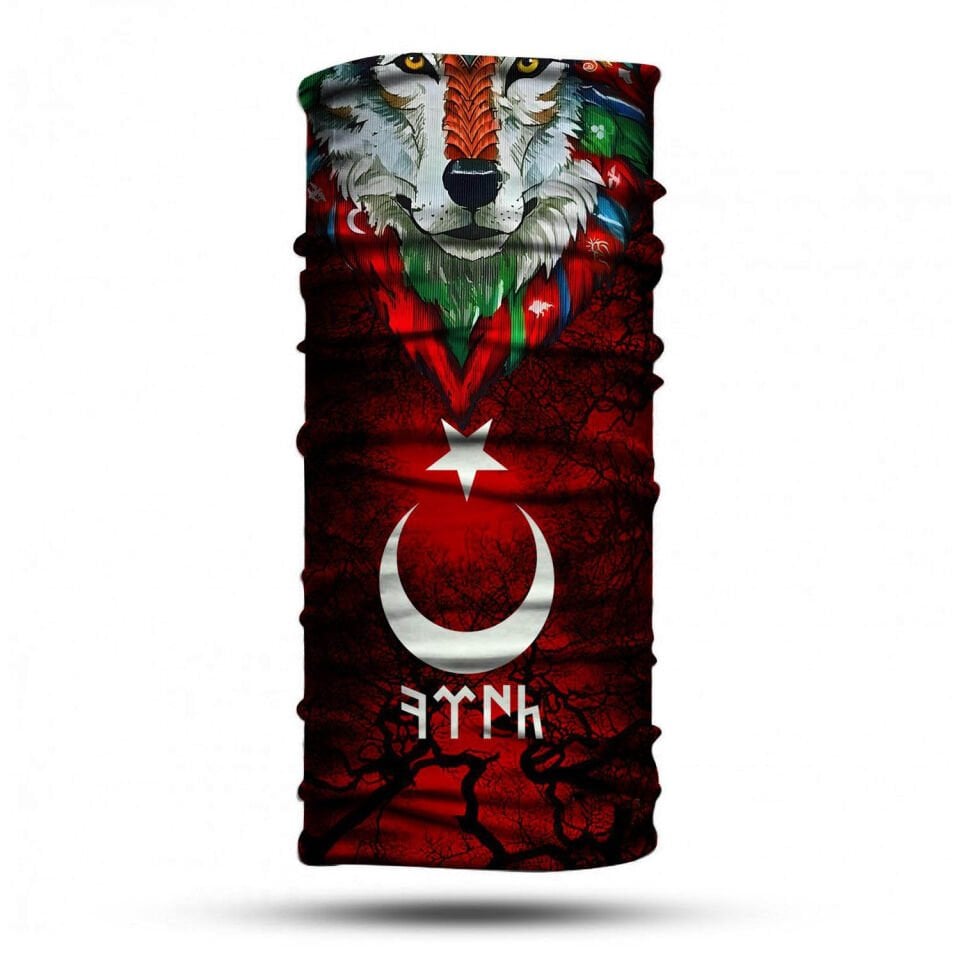 Motorcu Bandana Maske Outdoor Boyunluk Unisex (Bayrak-Bozkurt)