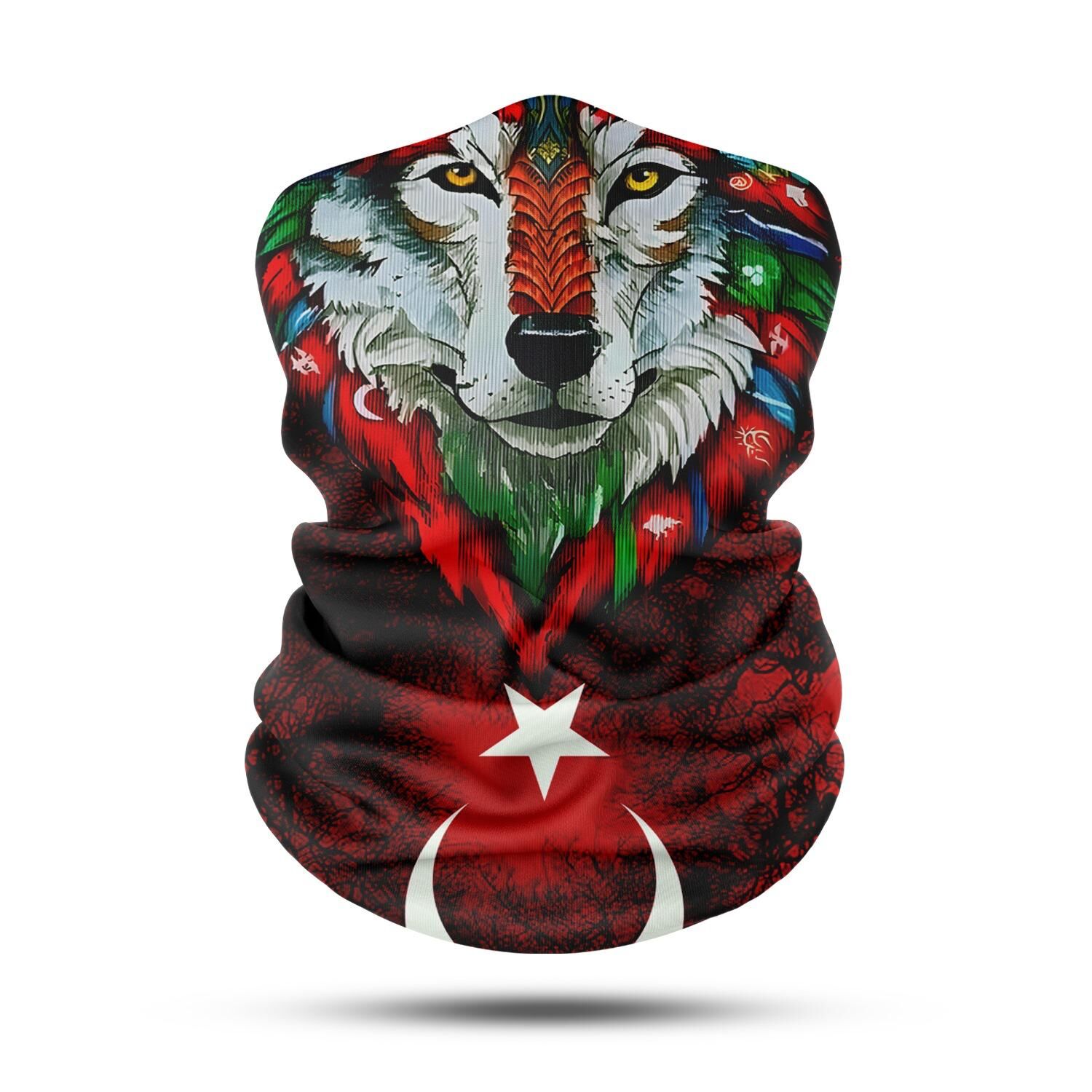 Motorcu Bandana Maske Outdoor Boyunluk Unisex (Bayrak-Bozkurt)