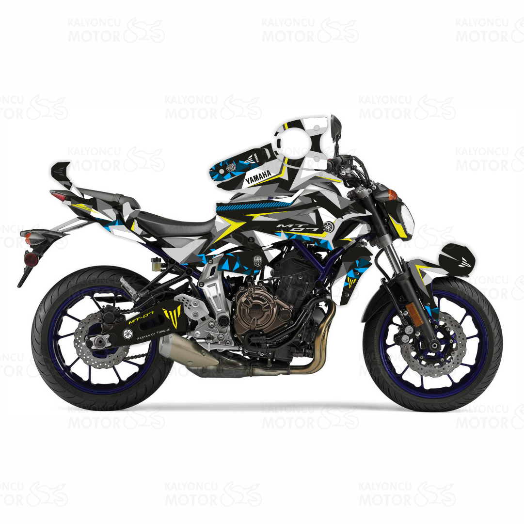 Yamaha MT-07 Colorful Camo Design Gri Mavi Sarı