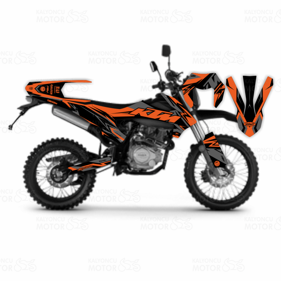 Kuba Race 125 EXC Design Sticker Set Siyah-Turuncu-Gri