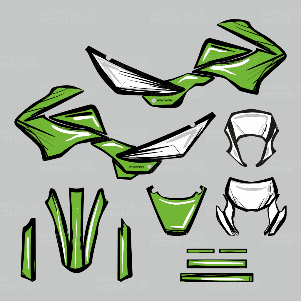 Mondial X-Treme Max Cartoon Design Sticker Set Yeşil-Beyaz-Siyah