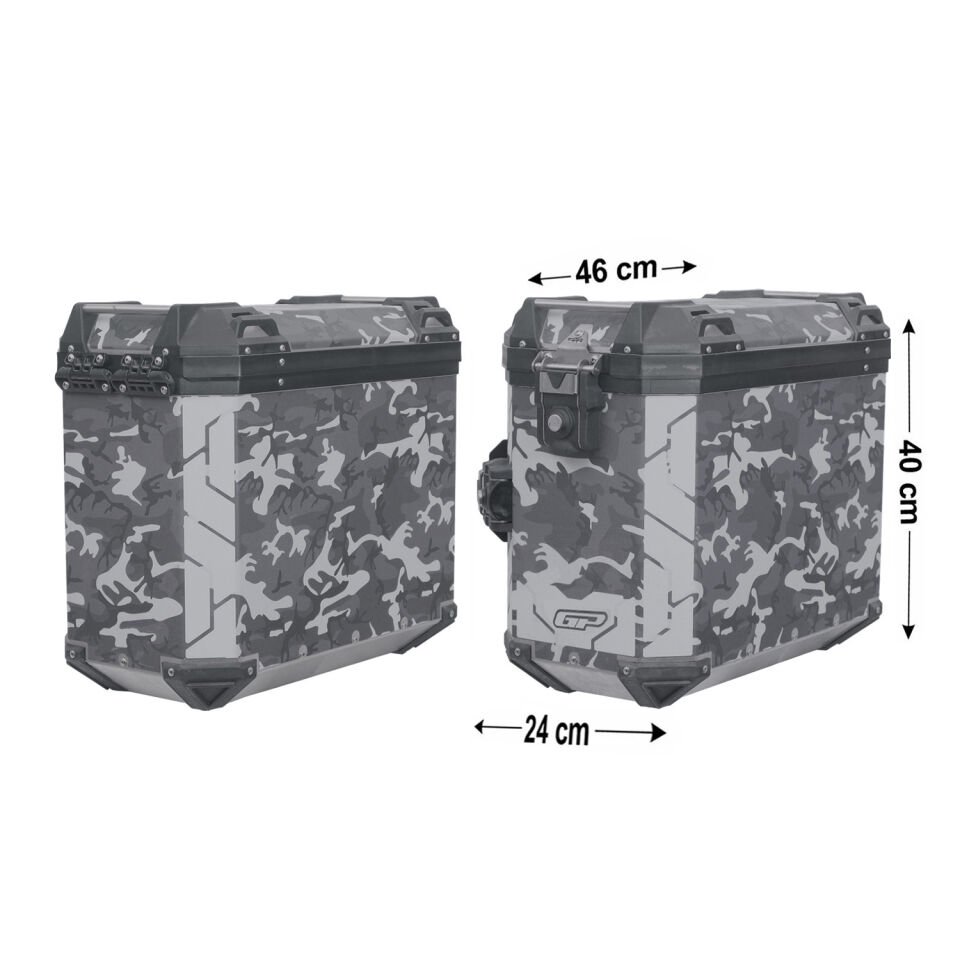 GP Kompozit DSN01 Üniversal40 lt. x 2 Desenli Aliminyum Yan Çanta Seti