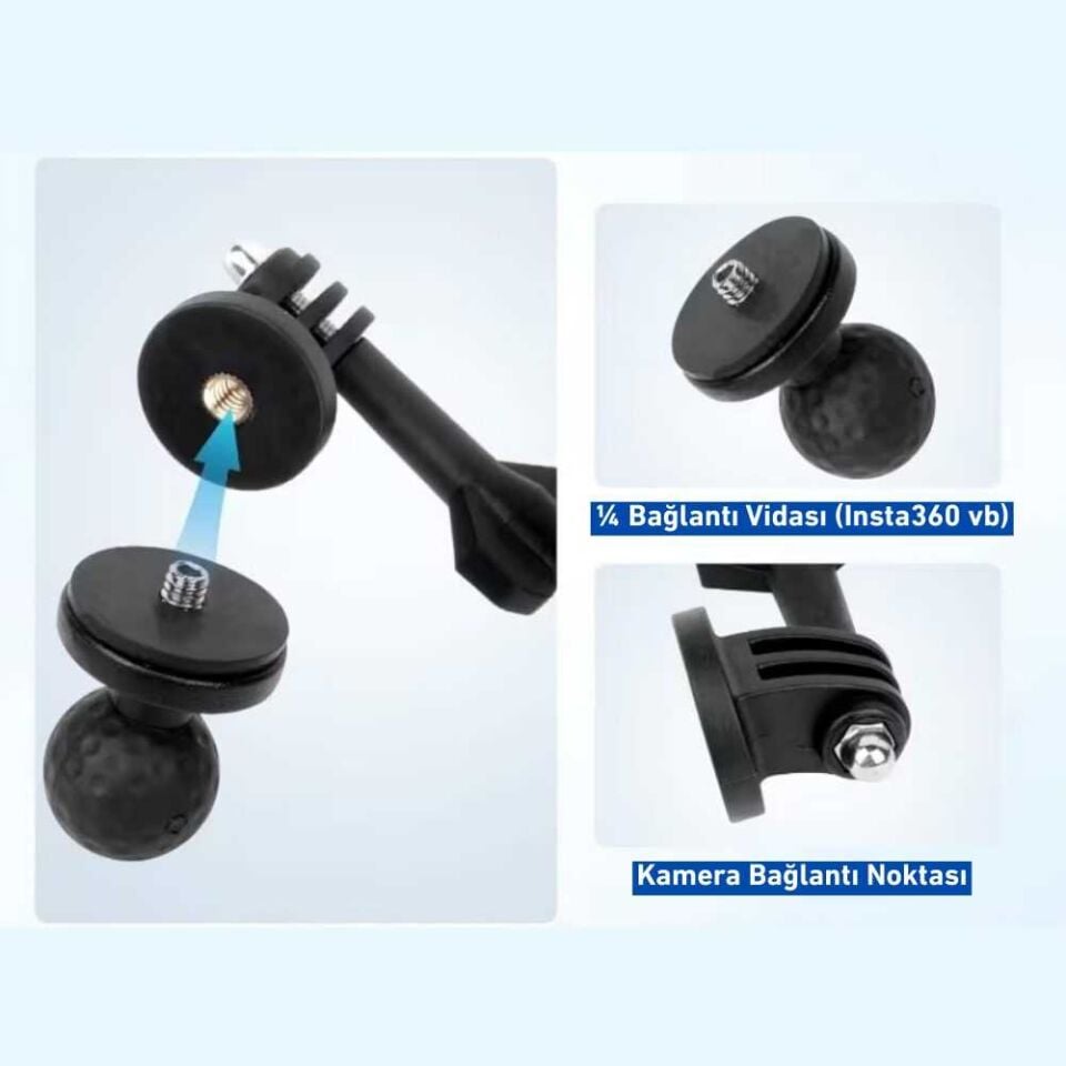 Knmaster MC130 – 360° Ayarlanabilir Motosiklet Ayna Demir Bağlantılı Aksiyon Kamera Aparatı