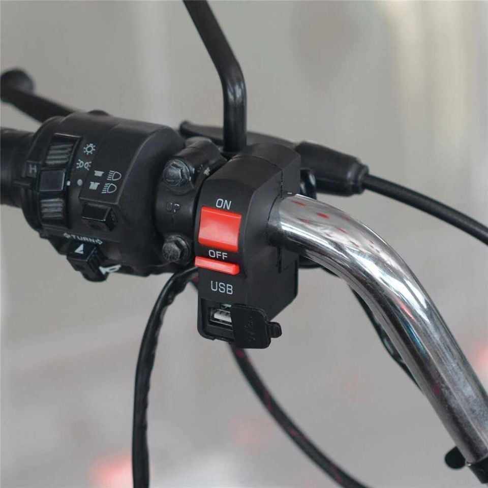 Motosiklet Telefon USB Şarj ve Far Anahtarı