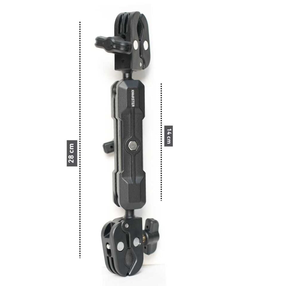 KNMaster MC170 – 360° Ayarlanabilir Motosiklet Çift Yengeç Kelepçeli Aksiyon Kamera Destek Aparatı (28 cm)