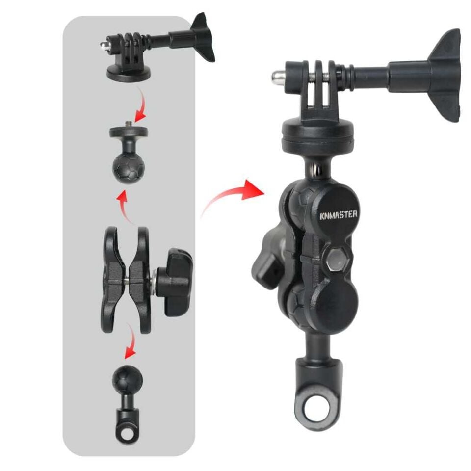 Knmaster MC110 – Ayna Dibi Bağlantılı 360° Ayarlanabilir Kamera Tutucu Aparat (15 cm)