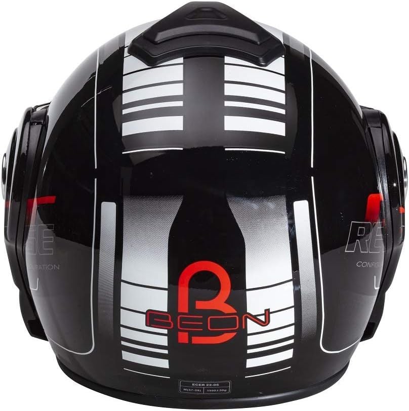Beon B 702 Reverse Tam Açılır Kask Siyah Beyaz Kırmızı M