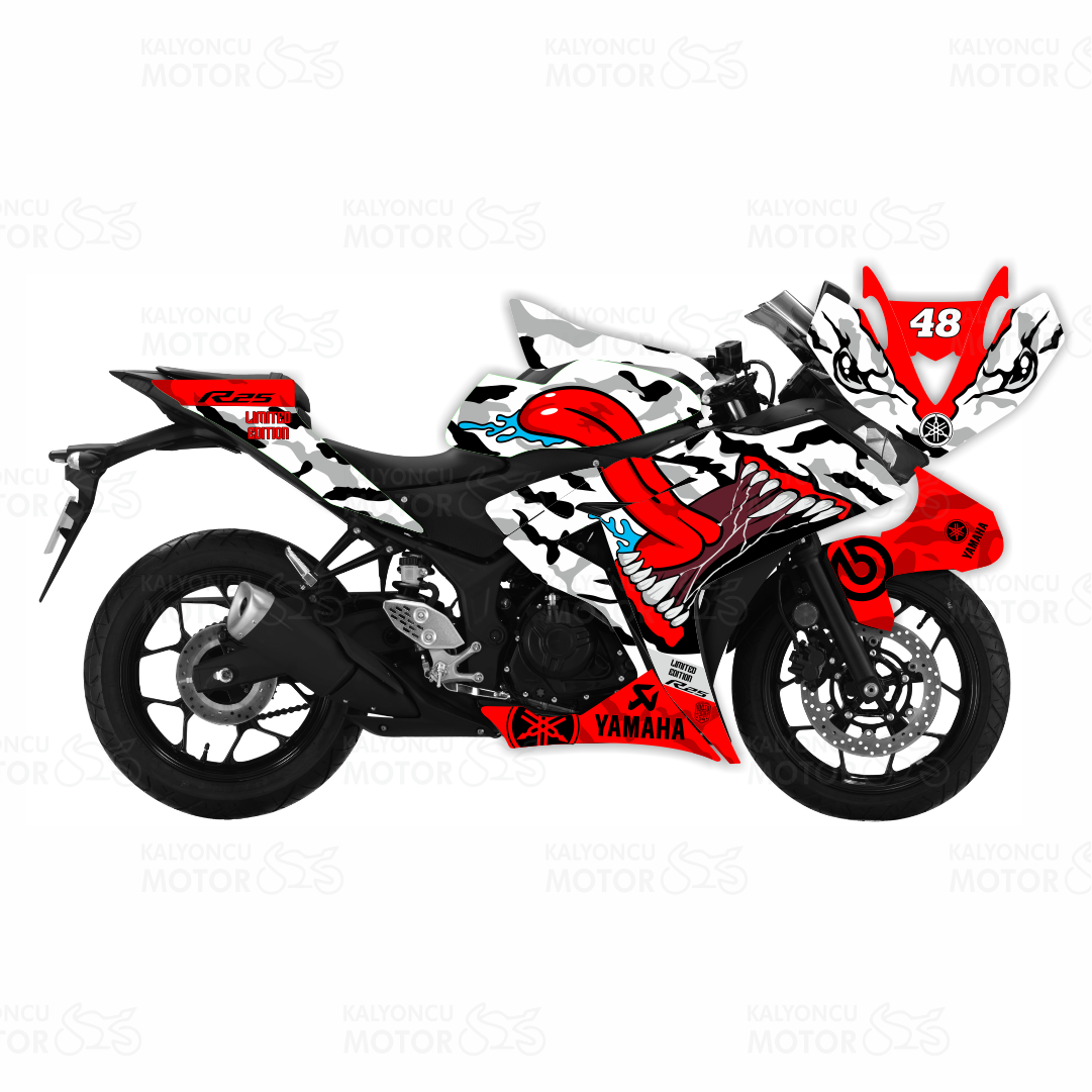 Yamaha R25 Asphalt Monster Design Beyaz 48