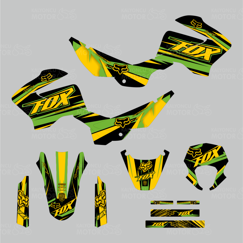 Mondial X-Treme Max 200 i Fox Design Sticker Set Sarı-Yeşil