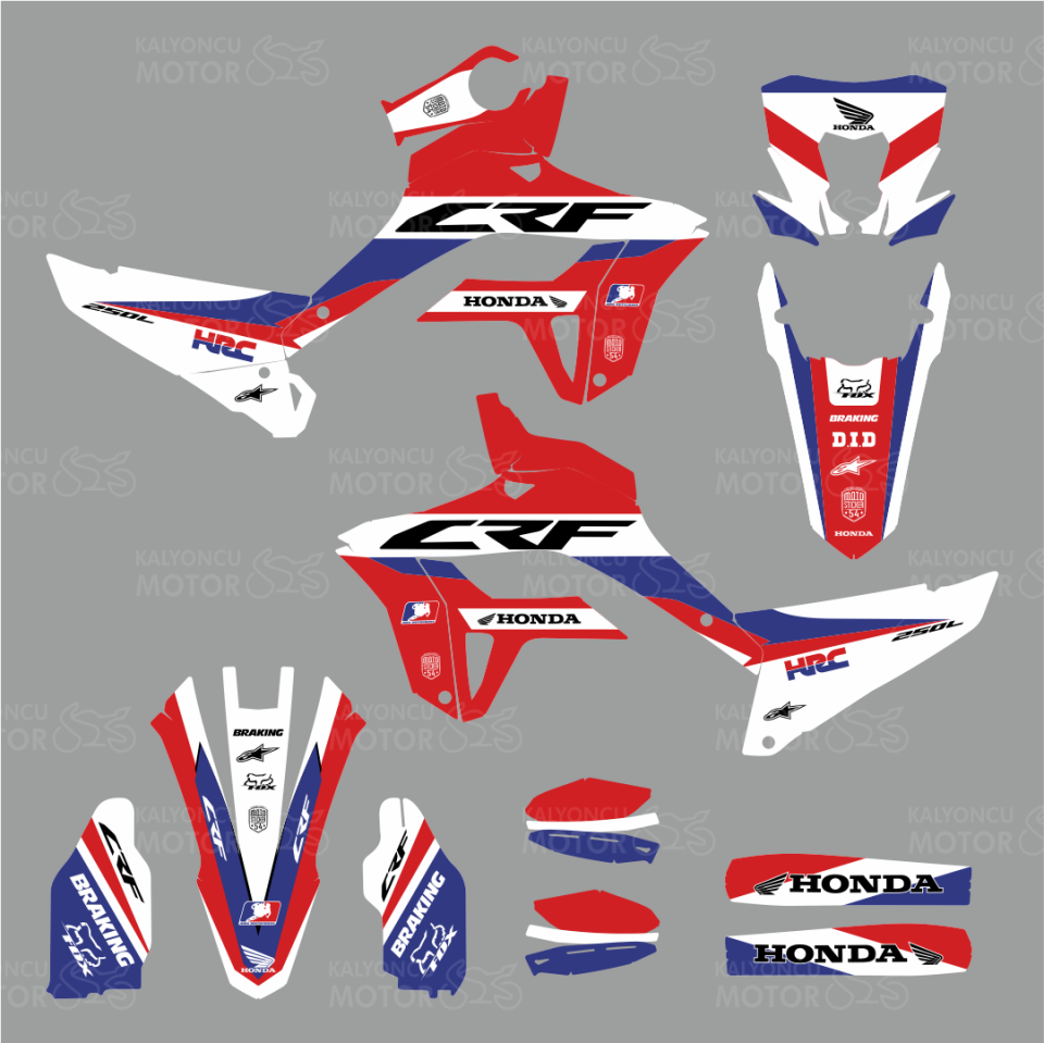 Honda CRF 250 L 2025-26 HRC Desing Kırmızı Beyaz Mavi Kaplama