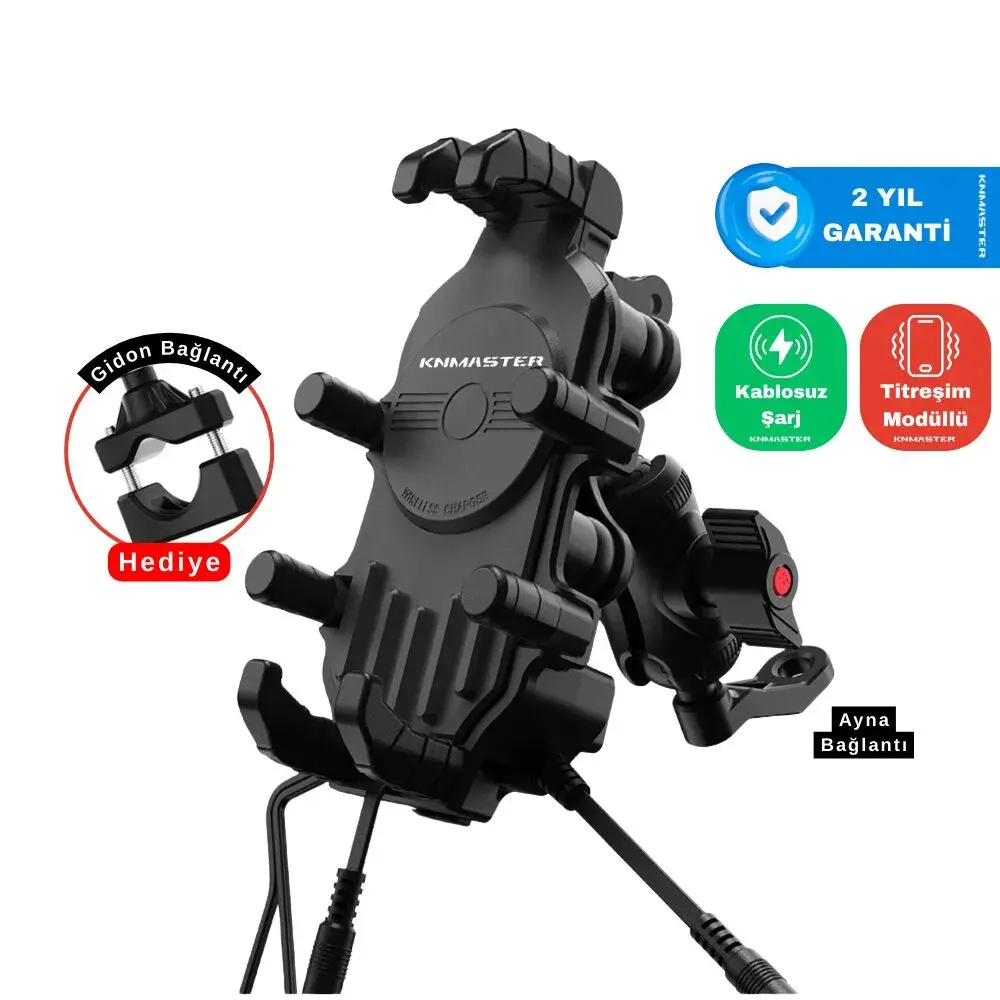 Knmaster TT-820WC Kablosuz Şarjlı Titreşim Modüllü Telefon Tutucu