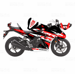 Honda CBR 250 R Eski Kasa RR Lines Design Sticker Set Siyah-Beyaz-Kırmızı