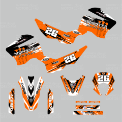 Mondial X-Treme Max 200 Monster Energy Design Turuncu Beyaz Sticker Set