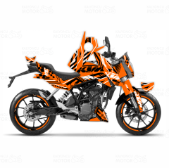 KTM Duke 200 Xtreme Lines Design Sticker Set Turuncu-Siyah-Beyaz (2011-2016)