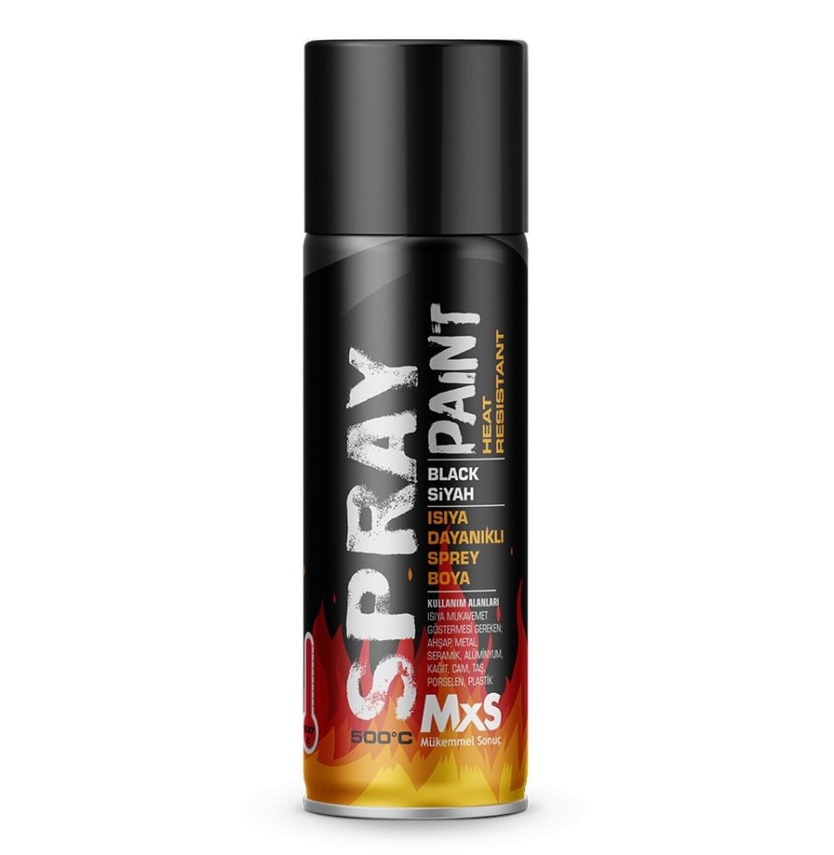 MXS Siyah 600 C Isıya Dayanıklı Sprey Mat Siyah Boya