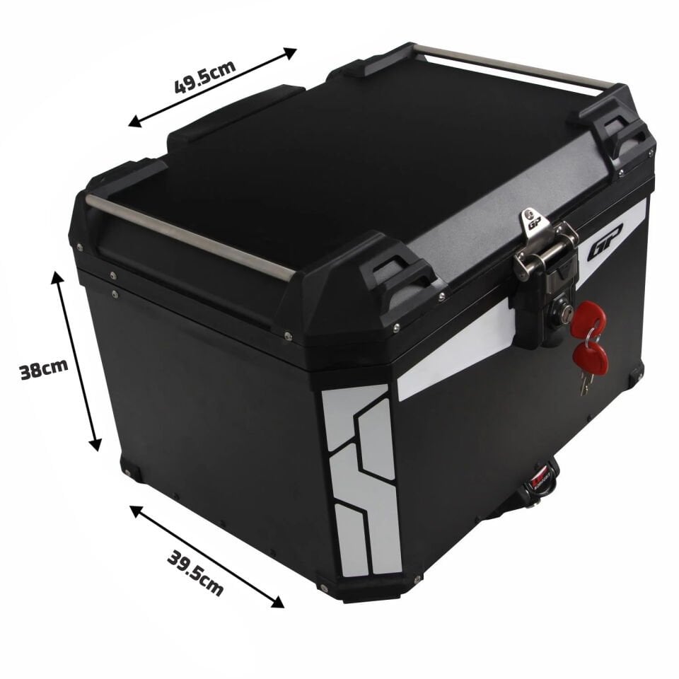 GP Kompozit Üniversal 57 lt. Alüminyum Motosiklet Çantası Siyah